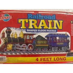 Vintage Jumbo Floor Puzzle 24p Railroad Train Steam Coal Pullman SHURE With Bag